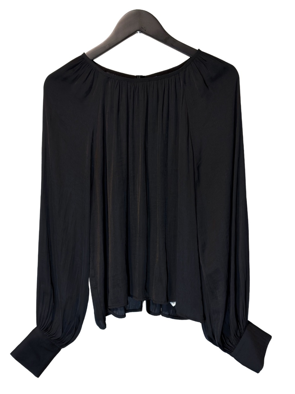 Old Navy Black Long-Sleeve Gathered Neck Blouse